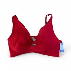 NWT - Cacique - Red Women's Swim Top Built-in Bra - 38 DDD